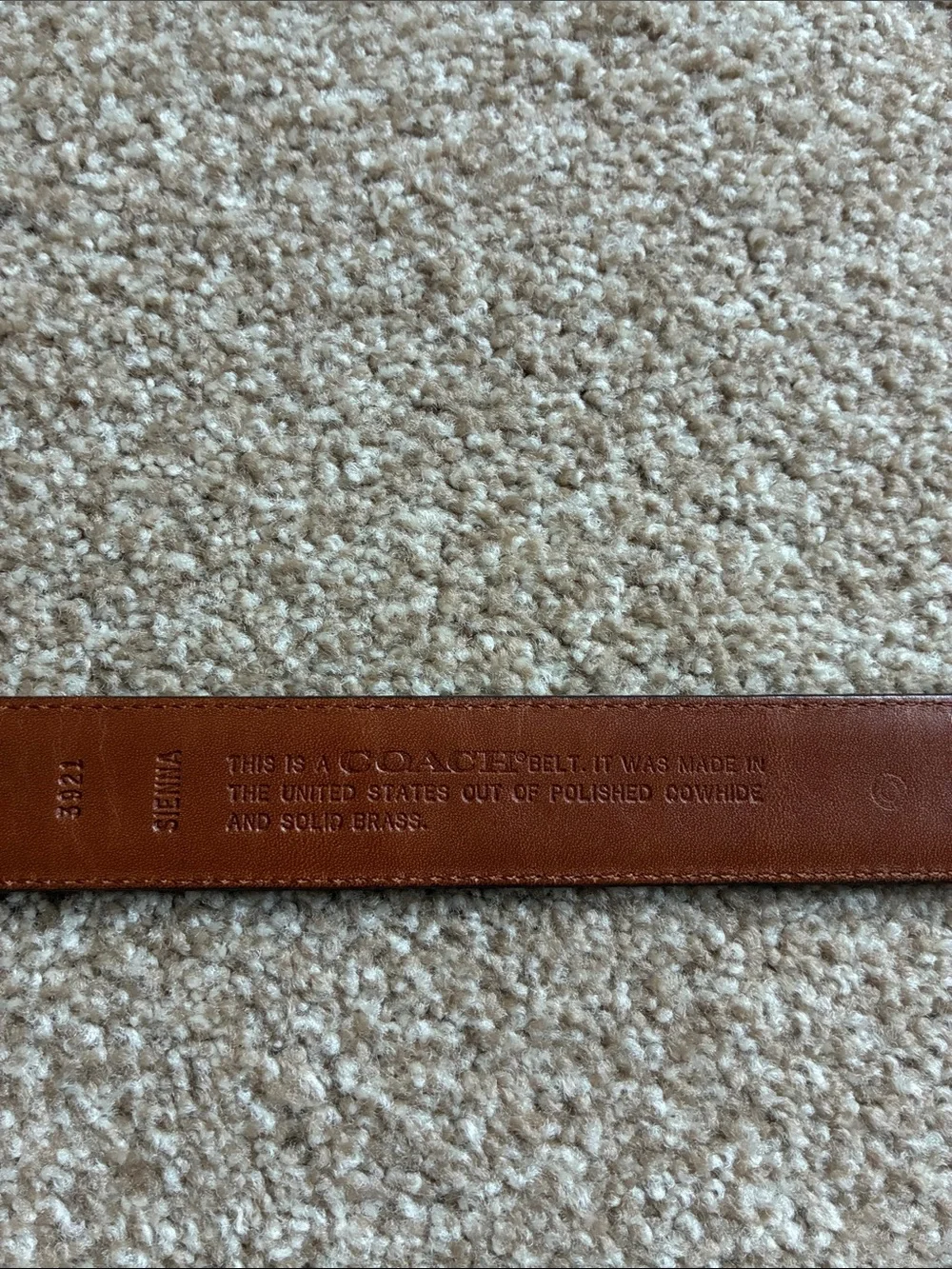 Brown COACH Leather Belt with Brass Buckle